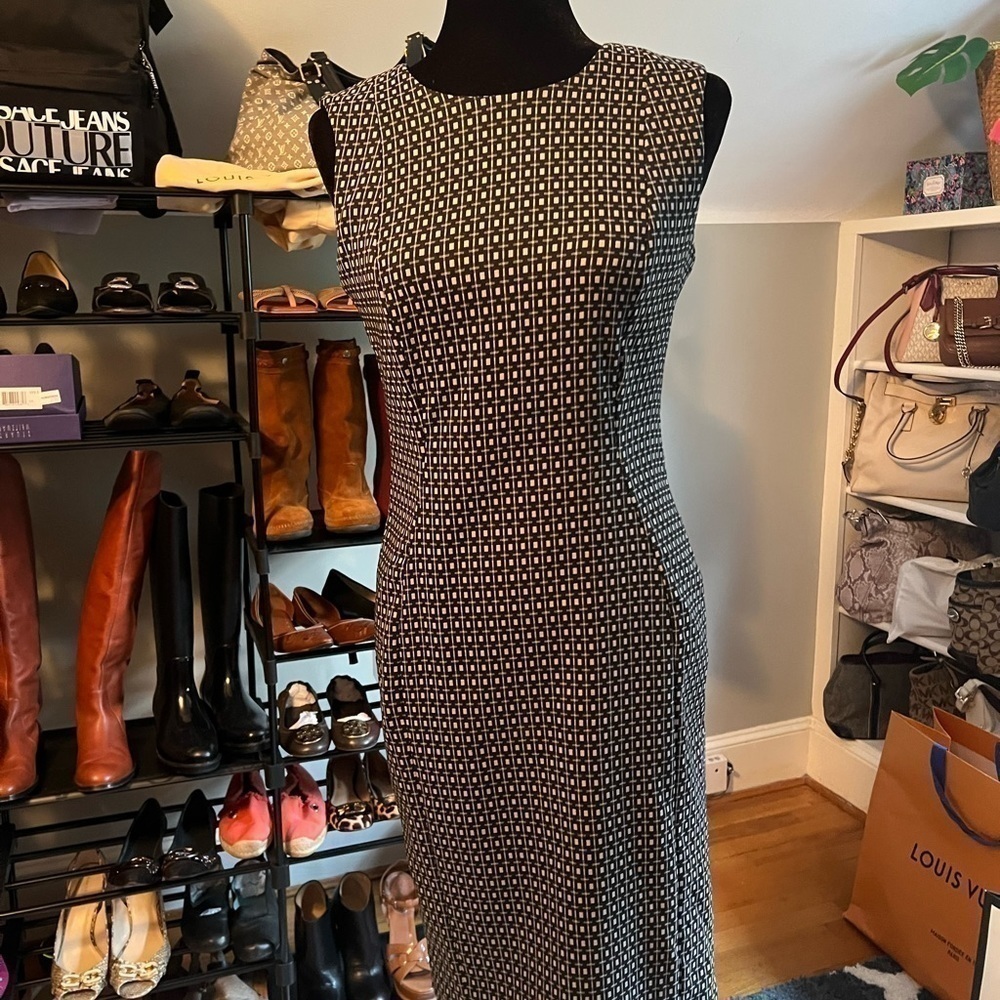 CALVIN KLEIN Black & White Check Shift Dress - Picture 5 of 8